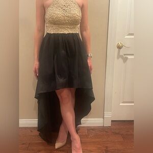 B Darlin Gold Sparkle High Low Dress